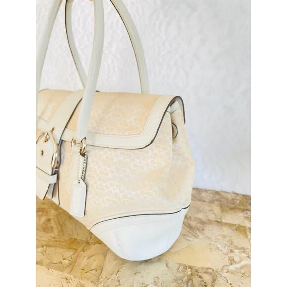 Coach SOHO Signature C Canvas Leather Cream/white Shoulder bag HandBag 6821 - Picture 4 of 8